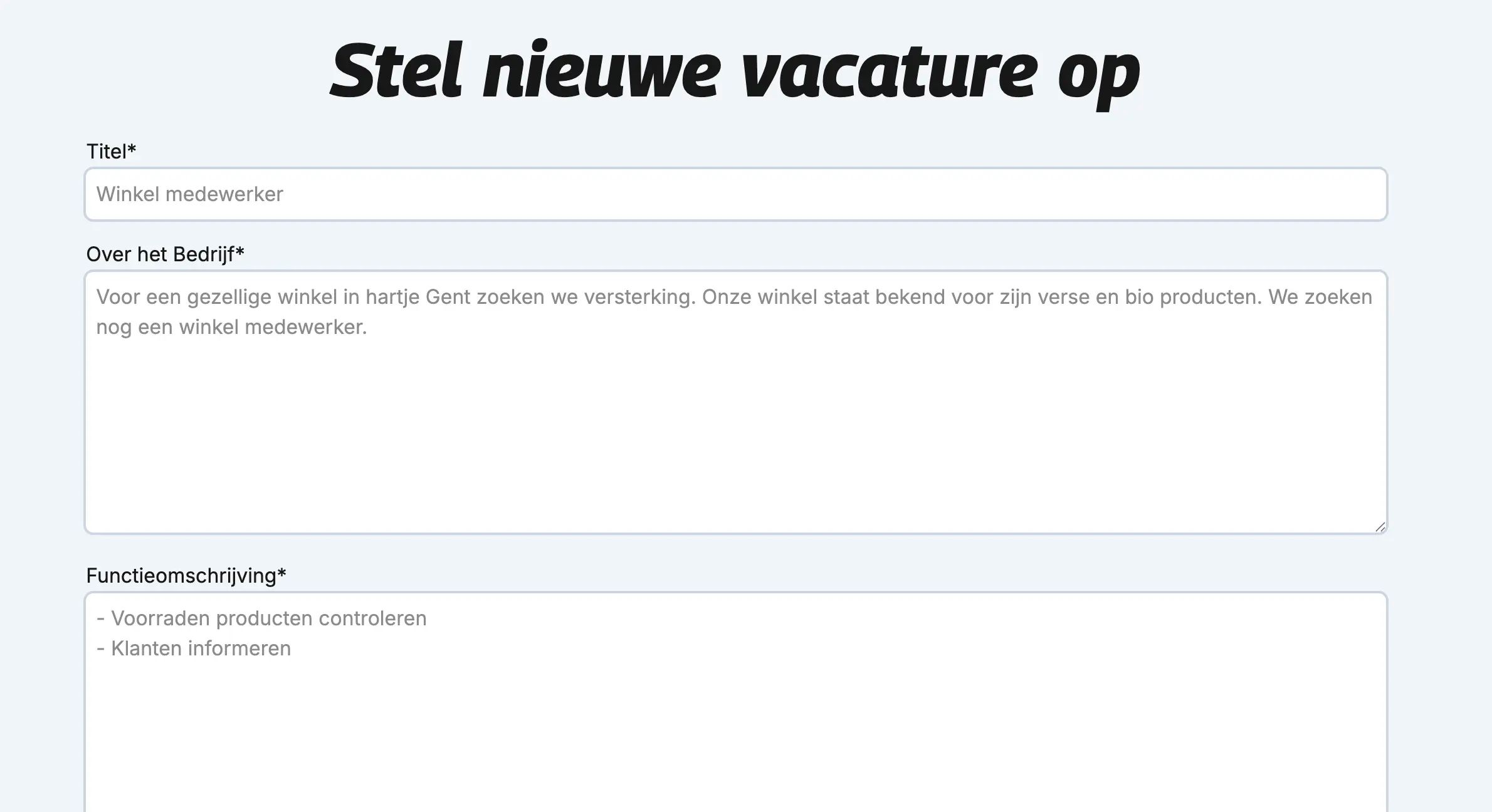 Stap 2: plaats vacature